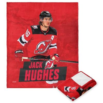 Northwest NHL New Jersey Devils Manta de Tacto de Seda, 50 x 60 Pulgadas, Jack Hughes Northwest NHL New Jersey Devils Manta de Tacto de Seda, 50 x 60 Pulgadas, Jack Hughes