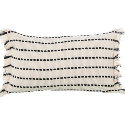 DRW Cojin Rectangular de algodón con Cremallera en Blanco y Negro 50x10x30 cm DRW Cojin Rectangular de algodón con Cremallera en Blanco y Negro 50x10x30 cm