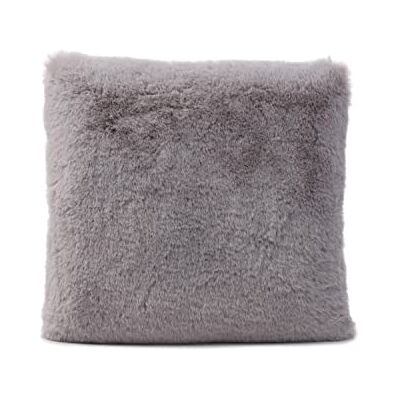Gözze Cojín decorativo cuadrado, Funda de pelo sintético, Poliéster, 40 x 40 cm Plateado Gözze Cojín decorativo cuadrado, Funda de pelo sintético, Poliéster, 40 x 40 cm Plateado