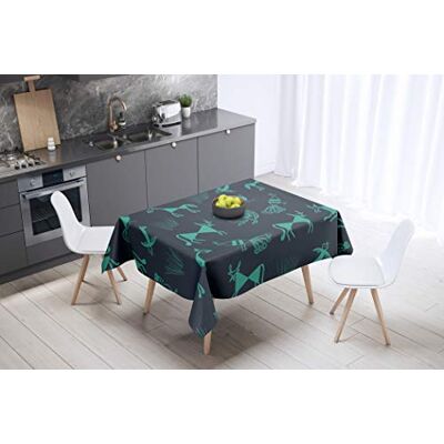 Bonamaison Mantel de Mesa antimoho, Secado rápido, Resistente a Las Manchas, Lavable a máquina, 100% poliéster, 145 x 145 cm, diseñado y Fabricado en Turquía Bonamaison Mantel de Mesa antimoho, Secado rápido, Resistente a Las Manchas, Lavable a máquina, 100% poliéster, 145 x 145 cm, diseñado y Fabricado en Turquía