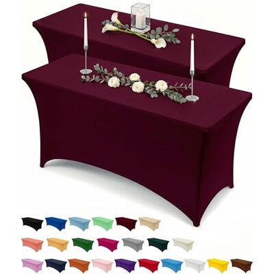 Utopia Kitchen 2 Paquet de Manteles Rectangulares de Poliéster (6 pies 183 cm) Elásticos de Spandex, Cubre Mesas para Bodas, Bares, Artesanías, Exposiciones (Borgoña) Utopia Kitchen 2 Paquet de Manteles Rectangulares de Poliéster (6 pies 183 cm) Elásticos de Spandex, Cubre Mesas para Bodas, Bares, Artesanías, Exposiciones (Borgoña)