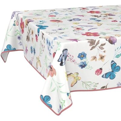 ANRO Mantel de Hule Lavable, fácil de Limpiar, Impermeable, Efecto Loto, para jardín, Mariposas, 240 x 140 cm, con Dobladillo (Ribeteado) ANRO Mantel de Hule Lavable, fácil de Limpiar, Impermeable, Efecto Loto, para jardín, Mariposas, 240 x 140 cm, con Dobladillo (Ribeteado)