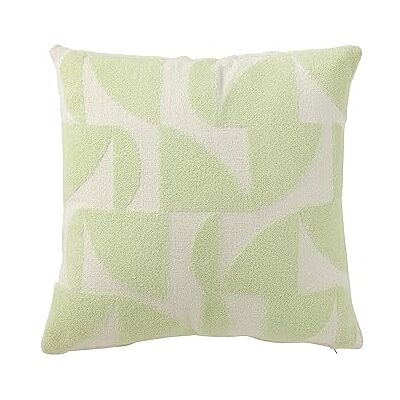 J-Line Geo Cojín Textil, Color Blanco y Verde J-Line Geo Cojín Textil, Color Blanco y Verde