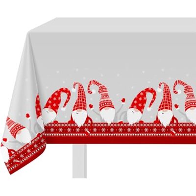 Kasanova - Tovaglia natalizia grigia antimacchia con gnomi rojos - Gris - Gnomos - Mantel Kasanova - Tovaglia natalizia grigia antimacchia con gnomi rojos - Gris - Gnomos - Mantel