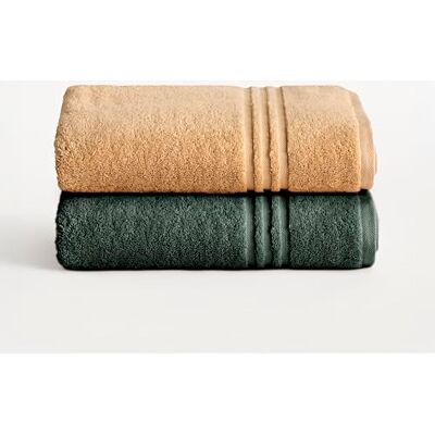 BOHEME Juego de 2 Toallas de Ducha Premium Mostaza-Verde Oscuro 70x140 cm BOHEME Juego de 2 Toallas de Ducha Premium Mostaza-Verde Oscuro 70x140 cm