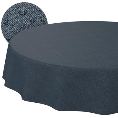 ANRO Mantel Lavable Azul Oscuro Aspecto Lino Redondo 100 cm – Mantel de jardín Interior Exterior Impermeable Resistente a la Suciedad, fácil de Limpiar, Borde Cortado ANRO Mantel Lavable Azul Oscuro Aspecto Lino Redondo 100 cm – Mantel de jardín Interior Exterior Impermeable Resistente a la Suciedad, fácil de Limpiar, Borde Cortado