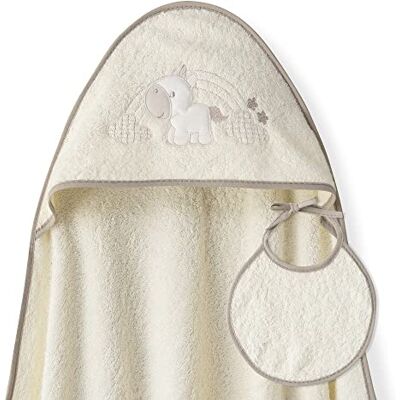 Interbaby Capa de Baño Bebe Beige + Babero Toalla Bebe con Capucha 100% Algodón, 100x100cm, Unisex Suave, Cómoda, Ideal Recién Nacidos, Bebes y Niños Pequeños Diseño Unicornio Nubes Interbaby Capa de Baño Bebe Beige + Babero Toalla Bebe con Capucha 100% Algodón, 100x100cm, Unisex Suave, Cómoda, Ideal Recién Nacidos, Bebes y Niños Pequeños Diseño Unicornio Nubes