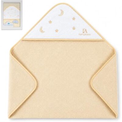 Interbaby Don Algodon Toalla Bebé Capucha, Estrellas Luna, Blanco/Beige Interbaby Don Algodon Toalla Bebé Capucha, Estrellas Luna, Blanco/Beige