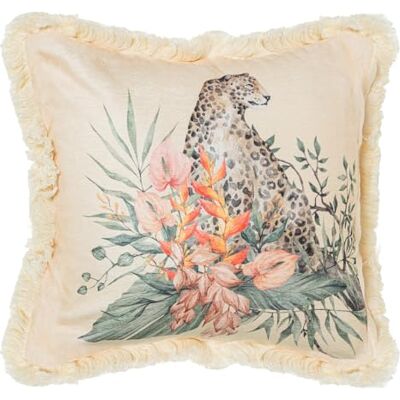 DRW Cojin Cuadrado de Poliester con Cremallera y Leopardo en Beige 45x10x45 cm DRW Cojin Cuadrado de Poliester con Cremallera y Leopardo en Beige 45x10x45 cm