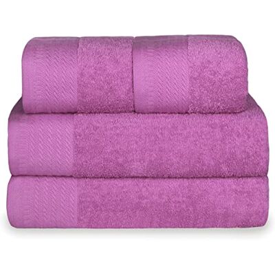 Mercury - Juego 4 Toallas de 500gsm 100% Algodón (Fucsia) 2 de Baño y 2 de Manos, Suaves, Resistentes y Absorbentes Mercury - Juego 4 Toallas de 500gsm 100% Algodón (Fucsia) 2 de Baño y 2 de Manos, Suaves, Resistentes y Absorbentes