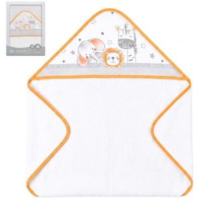 Interbaby Capa de Baño Bebé con Capucha, Animalitos, Blanco/Naranja Toalla con Capucha 100x100 cm de Algodón Rizo, Suave y Absorbente Unisex Regalo Ideal para Recién Nacido Interbaby Capa de Baño Bebé con Capucha, Animalitos, Blanco/Naranja Toalla con Capucha 100x100 cm de Algodón Rizo, Suave y Absorbente Unisex Regalo Ideal para Recién Nacido