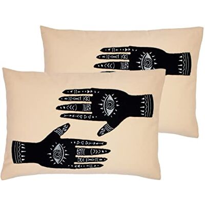 furn. Ashram Hands Feather Filled Cushions (Twin Pack), Polyester, Blush furn. Ashram Hands Feather Filled Cushions (Twin Pack), Polyester, Blush