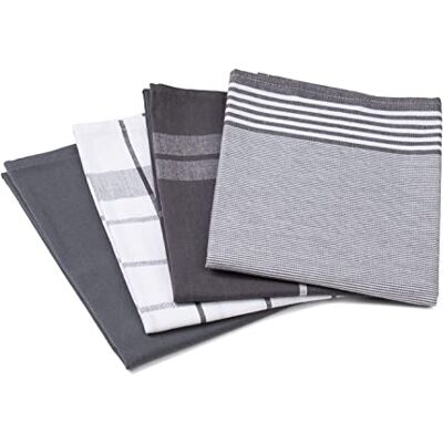 Gözze Set de paños de cocina, 4 unidades, Tejido Jacquard 100%, Alta densidad de material (200 g/m²), 50 x 70 cm Gris antracita Gözze Set de paños de cocina, 4 unidades, Tejido Jacquard 100%, Alta densidad de material (200 g/m²), 50 x 70 cm Gris antracita