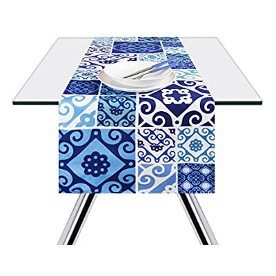 Excelsa Maiolica Blue Camino de Mesa, 100% algodón, 140 x 45 cm Excelsa Maiolica Blue Camino de Mesa, 100% algodón, 140 x 45 cm