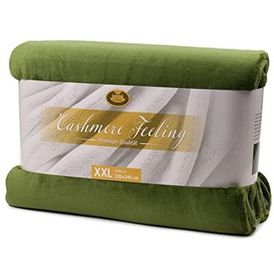 Gözze Manta de Salón Sensación Cachemira Premium, 500 g/m², 220 x 240 cm Verde oscuro Gözze Manta de Salón Sensación Cachemira Premium, 500 g/m², 220 x 240 cm Verde oscuro