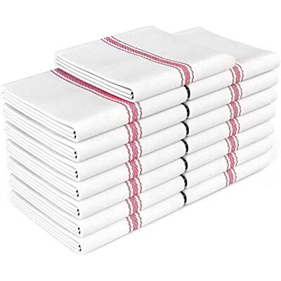 Zeppoli Juego de paños de Cocina, 36 x 64 cm, 100% algodón Natural, Toallas de Cocina, Suaves y absorbentes, Reutilizables, Rayas Blancas y Rojas Zeppoli Juego de paños de Cocina, 36 x 64 cm, 100% algodón Natural, Toallas de Cocina, Suaves y absorbentes, Reutilizables, Rayas Blancas y Rojas