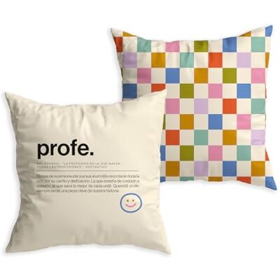 UO Funda Cojín Profe con Mensaje – Regalo Original para Profesor Día del Maestro – Cojín Decorativo con Frase Especial – 40x40cm UO Funda Cojín Profe con Mensaje – Regalo Original para Profesor Día del Maestro – Cojín Decorativo con Frase Especial – 40x40cm