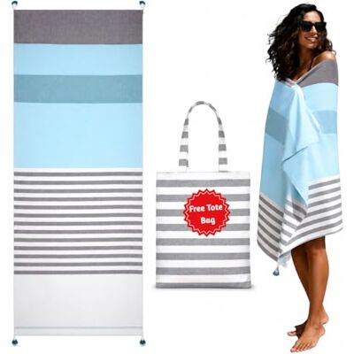 Folkulture Toalla de playa turca con bolsa de playa de 40 x 72 pulgadas, manta de playa o toalla de baño turca de gran tamaño, 100% algodón, secado rápido y resistente a la arena, para adultos, ligera Folkulture Toalla de playa turca con bolsa de playa de 40 x 72 pulgadas, manta de playa o toalla de baño turca de gran tamaño, 100% algodón, secado rápido y resistente a la arena, para adultos, ligera