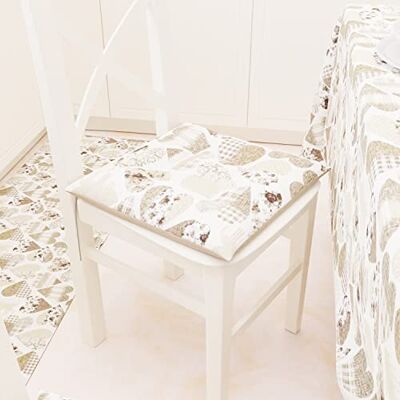 PETTI ARTIGIANI ITALIANI Juego de 6 Cojines para sillas de Cocina, 4 Puntos, algodón con Lazos, 40 x 40 cm, 6 Unidades, diseño de Corazones Beige, 100% Fabricado en Italia PETTI ARTIGIANI ITALIANI Juego de 6 Cojines para sillas de Cocina, 4 Puntos, algodón con Lazos, 40 x 40 cm, 6 Unidades, diseño de Corazones Beige, 100% Fabricado en Italia
