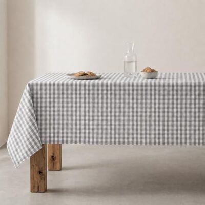 GAMUSI - Mantel antimanchas - Gris claro - Vichy - Mantel GAMUSI - Mantel antimanchas - Gris claro - Vichy - Mantel
