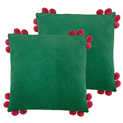 furn. Hoola Cojín Relleno de poliéster con pompón, Paquete Doble, 45 x 45 cm furn. Hoola Cojín Relleno de poliéster con pompón, Paquete Doble, 45 x 45 cm