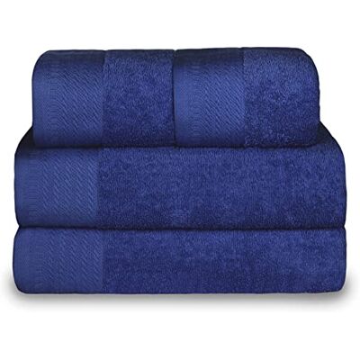 Mercury - Juego 4 Toallas de 500gsm 100% Algodón (Azul Marino) 2 de Baño y 2 de Manos, Suaves, Resistentes y Absorbentes Mercury - Juego 4 Toallas de 500gsm 100% Algodón (Azul Marino) 2 de Baño y 2 de Manos, Suaves, Resistentes y Absorbentes