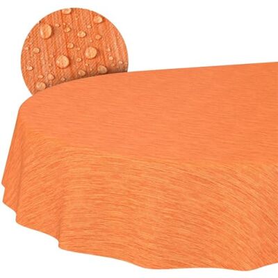 ANRO Mantel de Hule Lavable, para jardín, Aspecto de Lino, Cuidado fácil, Impermeable, 220 x 140 cm (Ovalado), Color Naranja, Borde Cortado ANRO Mantel de Hule Lavable, para jardín, Aspecto de Lino, Cuidado fácil, Impermeable, 220 x 140 cm (Ovalado), Color Naranja, Borde Cortado