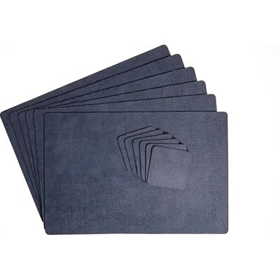 DAG Style Set 6 Manteles Individuales + 6 Posavasos, Línea Juta Light Arándano Azul, 30 x 45 cm, PVC Antibacteriano con Efecto Yute, Antimanchas, Made in Italy DAG Style Set 6 Manteles Individuales + 6 Posavasos, Línea Juta Light Arándano Azul, 30 x 45 cm, PVC Antibacteriano con Efecto Yute, Antimanchas, Made in Italy