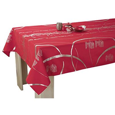 Le linge de Jules Mantel Shiny Fácil de Limpiar Roja tamaño : Rectangular 150x300 cm Le linge de Jules Mantel Shiny Fácil de Limpiar Roja tamaño : Rectangular 150x300 cm