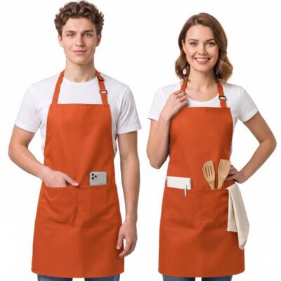 Utopia Kitchen Delantales Ajustables Bib Pocket Apron Unisex adulto (Pack de 2) Utopia Kitchen Delantales Ajustables Bib Pocket Apron Unisex adulto (Pack de 2)