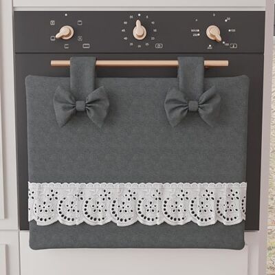 PETTI ARTIGIANI ITALIANI Funda para Horno con Encaje de Saint-Gall, Cubrehornos de Algodón, 50x42 cm, Gris Oscuro, Accesorios de Cocina 100% Hechos en Italia PETTI ARTIGIANI ITALIANI Funda para Horno con Encaje de Saint-Gall, Cubrehornos de Algodón, 50x42 cm, Gris Oscuro, Accesorios de Cocina 100% Hechos en Italia