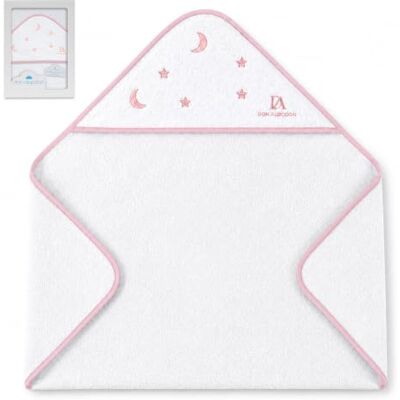 Interbaby Don Algodon Toalla Bebé Capucha, Estrellas Luna, Blanco/Rosa Capa de baño 100x100 cm en rizo absorbente y supersuave para recién nacido, niña o niño; regalo original de nacimiento Interbaby Don Algodon Toalla Bebé Capucha, Estrellas Luna, Blanco/Rosa Capa de baño 100x100 cm en rizo absorbente y supersuave para recién nacido, niña o niño; regalo original de nacimiento