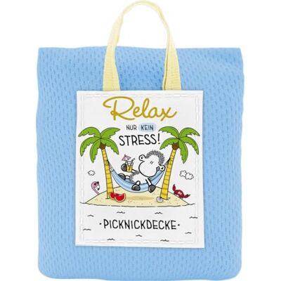 Sheepworld Manta de picnic con texto en inglés Relax Manta de pícnic, color azul oscuro, 110 cm x 140 cm, pequeña funda protectora con asa, regalo, cumpleaños, viajes Sheepworld Manta de picnic con texto en inglés Relax Manta de pícnic, color azul oscuro, 110 cm x 140 cm, pequeña funda protectora con asa, regalo, cumpleaños, viajes
