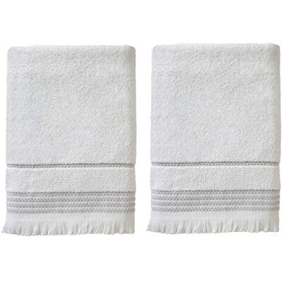 SKL Home Juego de Toallas de baño Casuales con Flecos, tamaño pequeño, Color Blanco, 2 Unidades SKL Home Juego de Toallas de baño Casuales con Flecos, tamaño pequeño, Color Blanco, 2 Unidades