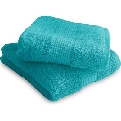 Le linge de Jules Juego de 2 Toallas de baño, 50 x 90 cm, 100% algodón, 450 g/m2, Color Azul Turquesa Le linge de Jules Juego de 2 Toallas de baño, 50 x 90 cm, 100% algodón, 450 g/m2, Color Azul Turquesa