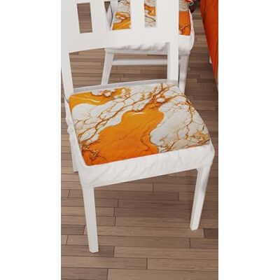 PETTI ARTIGIANI ITALIANI Juego de 2 Cojines para sillas de Cocina, Efecto mármol Naranja, 40 x 40 cm, Fundas cuadradas con Goma elástica para Comedor, de Microfibra, 100% Made in Italy PETTI ARTIGIANI ITALIANI Juego de 2 Cojines para sillas de Cocina, Efecto mármol Naranja, 40 x 40 cm, Fundas cuadradas con Goma elástica para Comedor, de Microfibra, 100% Made in Italy
