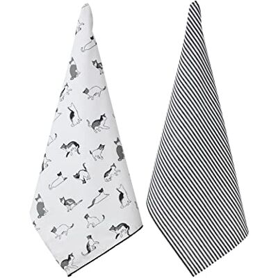 Penguin Home Juego de 2 paños de Cocina de algodón Reciclado, ecológicos, sostenibles, Lisos, Tejidos e Impresos, con Encaje de pompón, tamaño: 50 x 70 cm, Color Blanco, Gris y Negro Penguin Home Juego de 2 paños de Cocina de algodón Reciclado, ecológicos, sostenibles, Lisos, Tejidos e Impresos, con Encaje de pompón, tamaño: 50 x 70 cm, Color Blanco, Gris y Negro