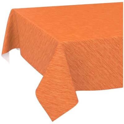 ANRO Mantel de Hule Lavable, para jardín, Aspecto de Lino, Cuidado fácil, Impermeable, 200 x 140 cm (Rectangular), Color Naranja, Borde de Corte ANRO Mantel de Hule Lavable, para jardín, Aspecto de Lino, Cuidado fácil, Impermeable, 200 x 140 cm (Rectangular), Color Naranja, Borde de Corte