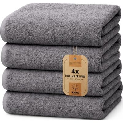 NatureMark Juego de 4 Toallas de Ducha – Toallas Suaves y absorbentes de 100% algodón, adecuadas para el Uso Diario – Gris Antracita, 70x140 cm NatureMark Juego de 4 Toallas de Ducha – Toallas Suaves y absorbentes de 100% algodón, adecuadas para el Uso Diario – Gris Antracita, 70x140 cm
