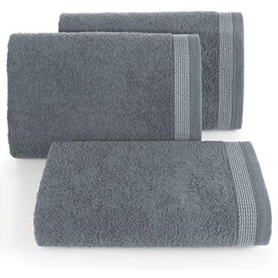 Eurofirany Juego de 3 Toallas de Mano de algodón con Cenefa de Ondas Suaves, 70 x 140 cm, Color Gris Eurofirany Juego de 3 Toallas de Mano de algodón con Cenefa de Ondas Suaves, 70 x 140 cm, Color Gris