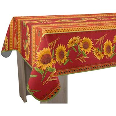 Le linge de Jules Mantel Antimanchas Tournesol Rojo Rectángulo 150 x 350 cm Le linge de Jules Mantel Antimanchas Tournesol Rojo Rectángulo 150 x 350 cm
