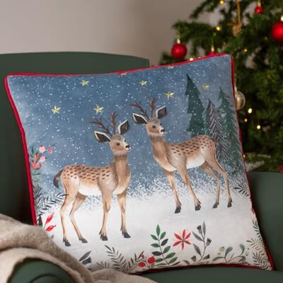 furn. Ditsy Festive Reindeer Velvet Piped Polyester Filled Cushion furn. Ditsy Festive Reindeer Velvet Piped Polyester Filled Cushion
