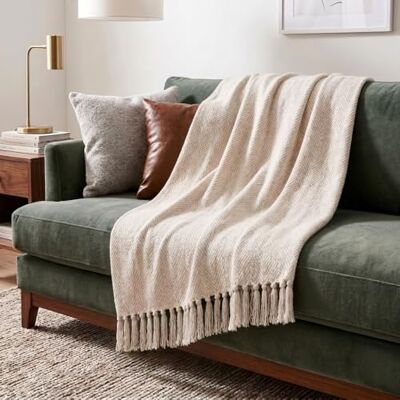 Americanflat Manta 100% algodón para sofá, Manta Ligera Neutra de 50 x 60 Pulgadas, para Cama, sofá o Silla, Lavable a máquina, para Todas Las Estaciones, para Uso en Interiores o Exteriores Americanflat Manta 100% algodón para sofá, Manta Ligera Neutra de 50 x 60 Pulgadas, para Cama, sofá o Silla, Lavable a máquina, para Todas Las Estaciones, para Uso en Interiores o Exteriores