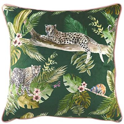 furn. Evans Lichfield Cojín con Relleno de poliéster, diseño de Leopardo, Color Verde, 43 x 43 cm furn. Evans Lichfield Cojín con Relleno de poliéster, diseño de Leopardo, Color Verde, 43 x 43 cm