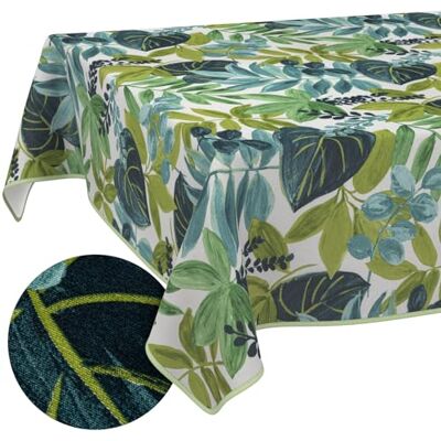 ANRO Mantel Lavable, Efecto Loto, fácil de Limpiar, de algodón y poliéster, Resistente a Las Manchas, para Exteriores, para jardín, Tropical, 100 x 140 cm, con Ribete ANRO Mantel Lavable, Efecto Loto, fácil de Limpiar, de algodón y poliéster, Resistente a Las Manchas, para Exteriores, para jardín, Tropical, 100 x 140 cm, con Ribete
