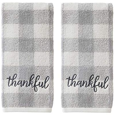 SKL Home by Saturday Knight Ltd. Toalla de Mano Thankful Plaid (2 Unidades), Color Gris SKL Home by Saturday Knight Ltd. Toalla de Mano Thankful Plaid (2 Unidades), Color Gris