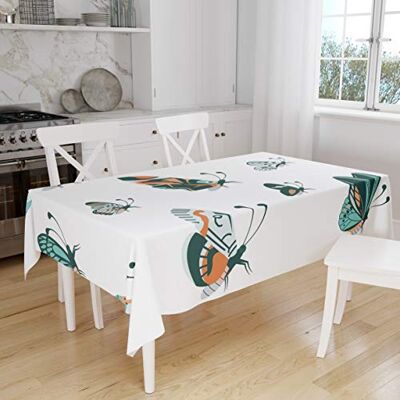 Bonamaison Mantel de Mesa antimoho, Secado rápido, Resistente a Las Manchas, Lavable a máquina, 100% poliéster, 145 x 180 cm, diseñado y Fabricado en Turquía Bonamaison Mantel de Mesa antimoho, Secado rápido, Resistente a Las Manchas, Lavable a máquina, 100% poliéster, 145 x 180 cm, diseñado y Fabricado en Turquía