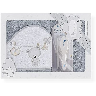 Interbaby Capa de Baño Bebé + Peine y Cepillo, Tendedero Oso, Gris Toalla con Capucha 100x100 cm de Algodón Rizo 400 gr/m² + Peine y Cepillo Suaves Unisex Regalo Recién Nacido Interbaby Capa de Baño Bebé + Peine y Cepillo, Tendedero Oso, Gris Toalla con Capucha 100x100 cm de Algodón Rizo 400 gr/m² + Peine y Cepillo Suaves Unisex Regalo Recién Nacido