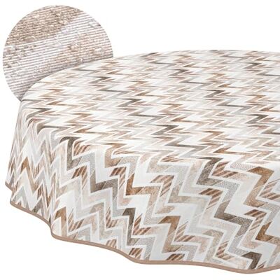 ANRO Mantel Lavable en Zigzag Redondo de 120 cm – Impermeable para Interior y Exterior, Efecto Loto, con Dobladillo ANRO Mantel Lavable en Zigzag Redondo de 120 cm – Impermeable para Interior y Exterior, Efecto Loto, con Dobladillo