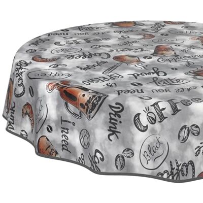 ANRO Mantel de Hule Lavable, fácil de Limpiar, Impermeable, Efecto Loto, para jardín, café, café, Redondo, 140 cm, con Dobladillo (Ribeteado) ANRO Mantel de Hule Lavable, fácil de Limpiar, Impermeable, Efecto Loto, para jardín, café, café, Redondo, 140 cm, con Dobladillo (Ribeteado)